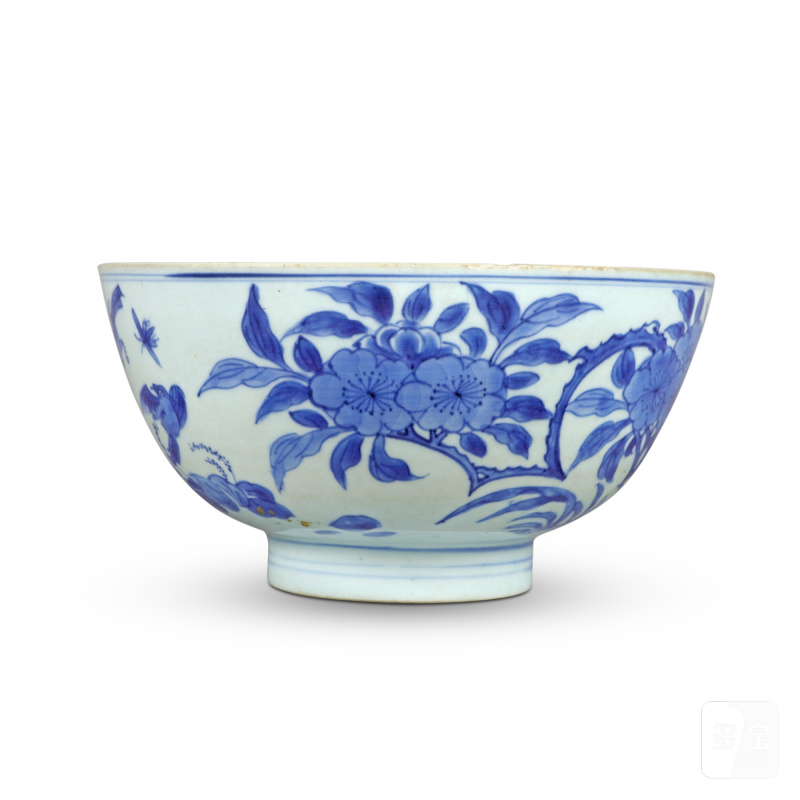 清順治 青花花鳥圖盌 - 图3